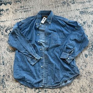 NWT GAP Blue Denim Jean Button-Down Shirt